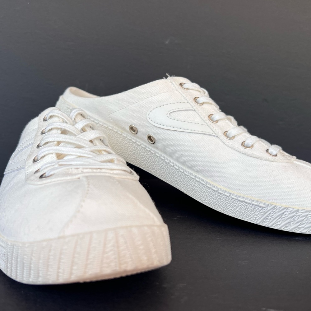 Tretorn Cream Canvas Mules - Picture 3 of 9